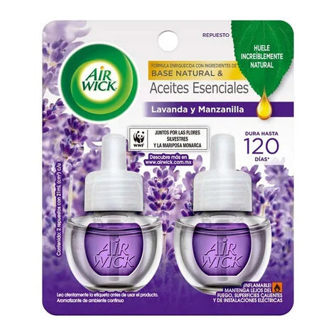 Air Wick Aromatizante de Ambiente Eléctrico 2 Repuestos Lavanda 20 ml