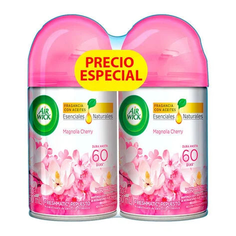 Air Wick Aromatizante de Ambiente Freshmatic Repuesto Magnolia & Cherry Blossom 2 piezas de 250 ml