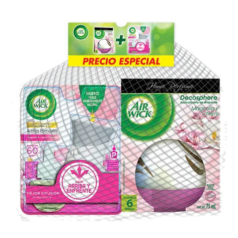 Air Wick Aromatizante de Ambiente Eléctrico Aparato + Repuesto Magnolia & Cherry Blossom 21 ml