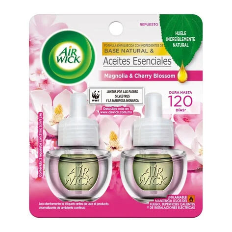 Air Wick Aromatizante de Ambiente Eléctrico 2 Repuestos Magnolia & Cherry Blossom 20 ml