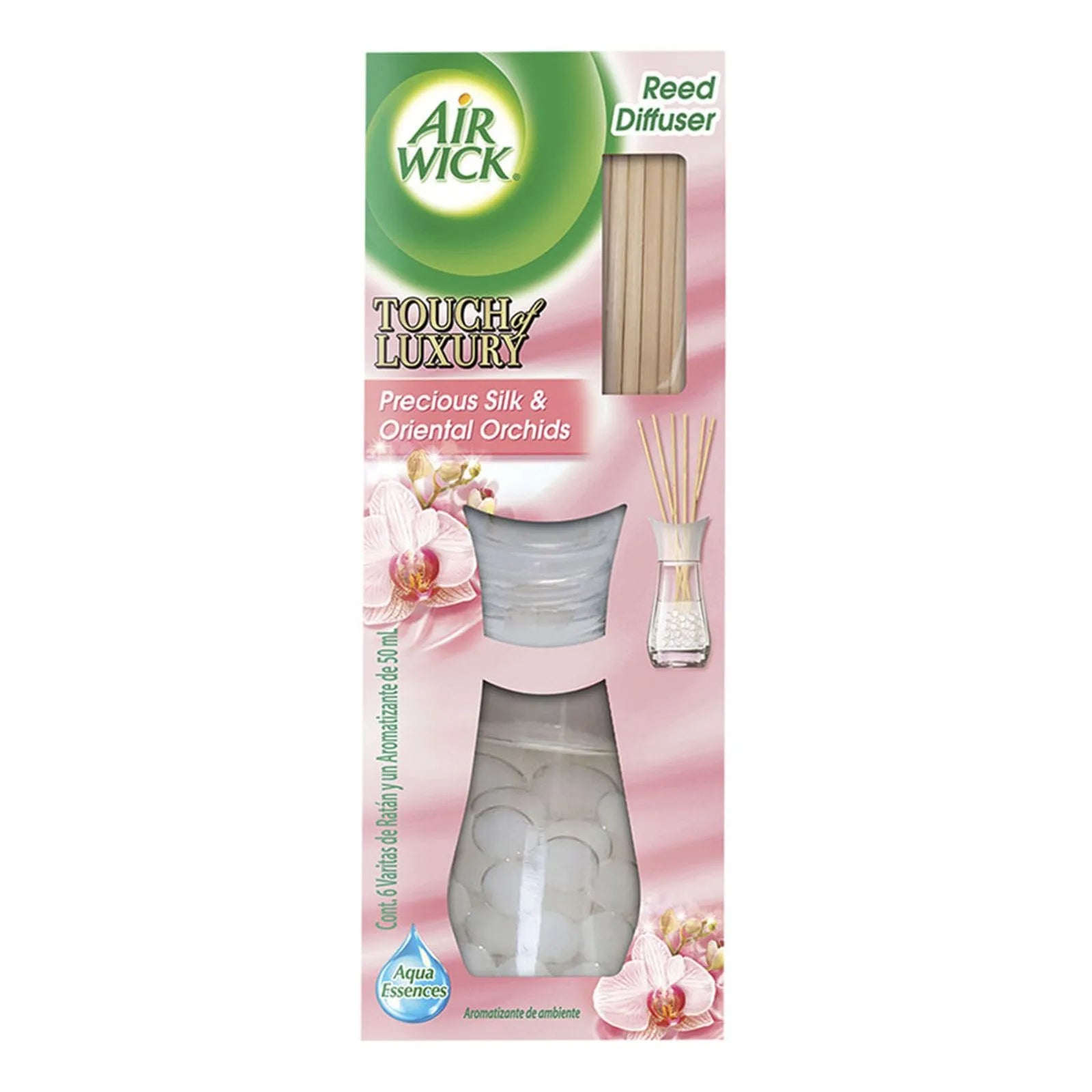 Air Wick Aromatizante de Ambiente Reeds Diffuser Seda & Orquídeas 6 Varitas 50 ml