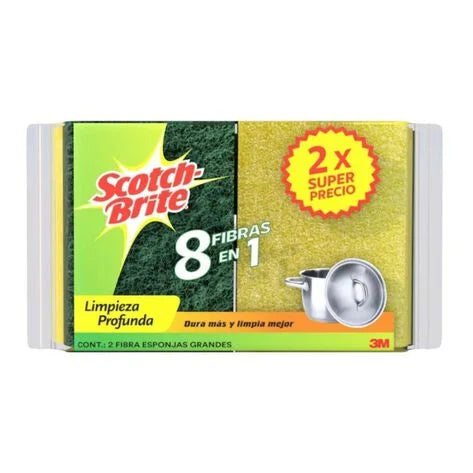 Fibra Esponja Scotch-Brite Limpieza Pesada 2 pz