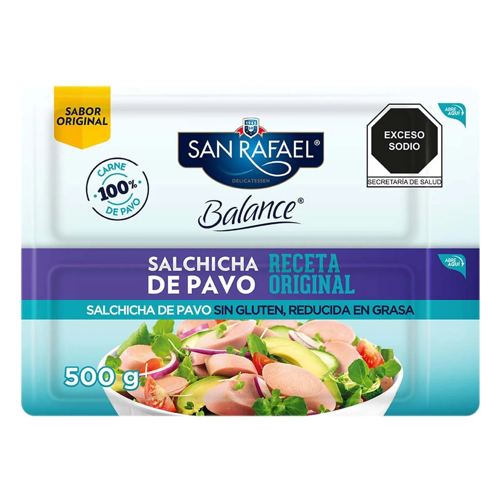 Salchicha de Pavo Receta Original San Rafael Balance 500 g