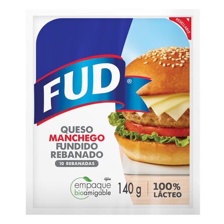 Queso Manchego Fud 10 Rebanadas Cuadradas 140 Gr
