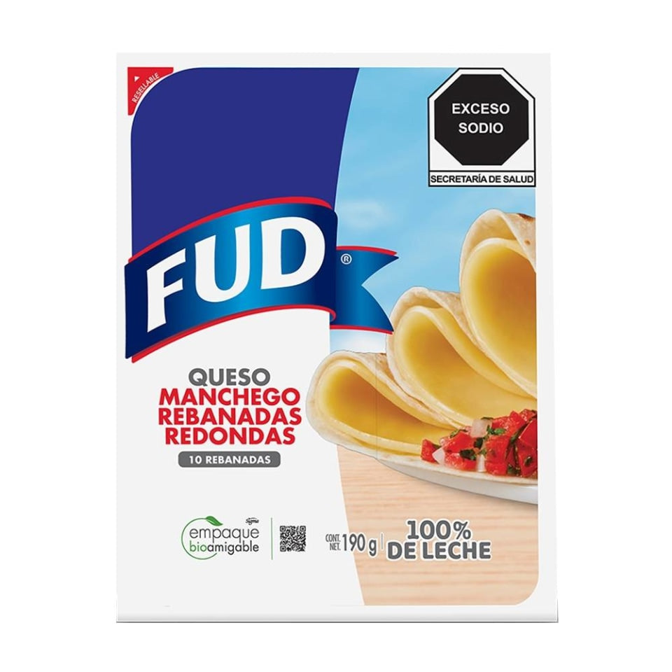 Queso Manchego Rebanadas Redondas Fud 10 Rebanadas 190 Gr