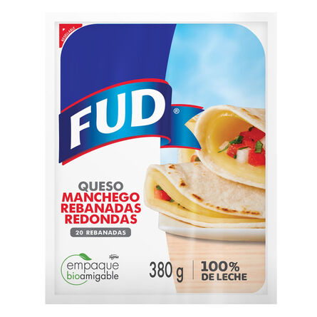 Queso Manchego Fud 20 Rebanadas Redondas 380 Gr