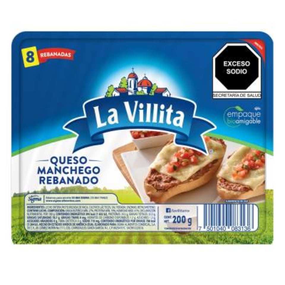Queso Manchego Rebanado La Villita 200 g