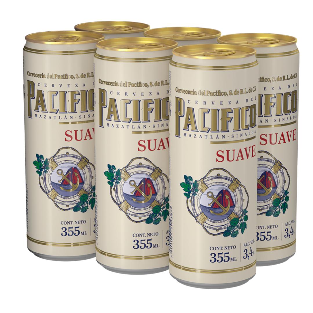 Cerveza Clara Pacífico Suave 6 Pack Botellas 355 ml