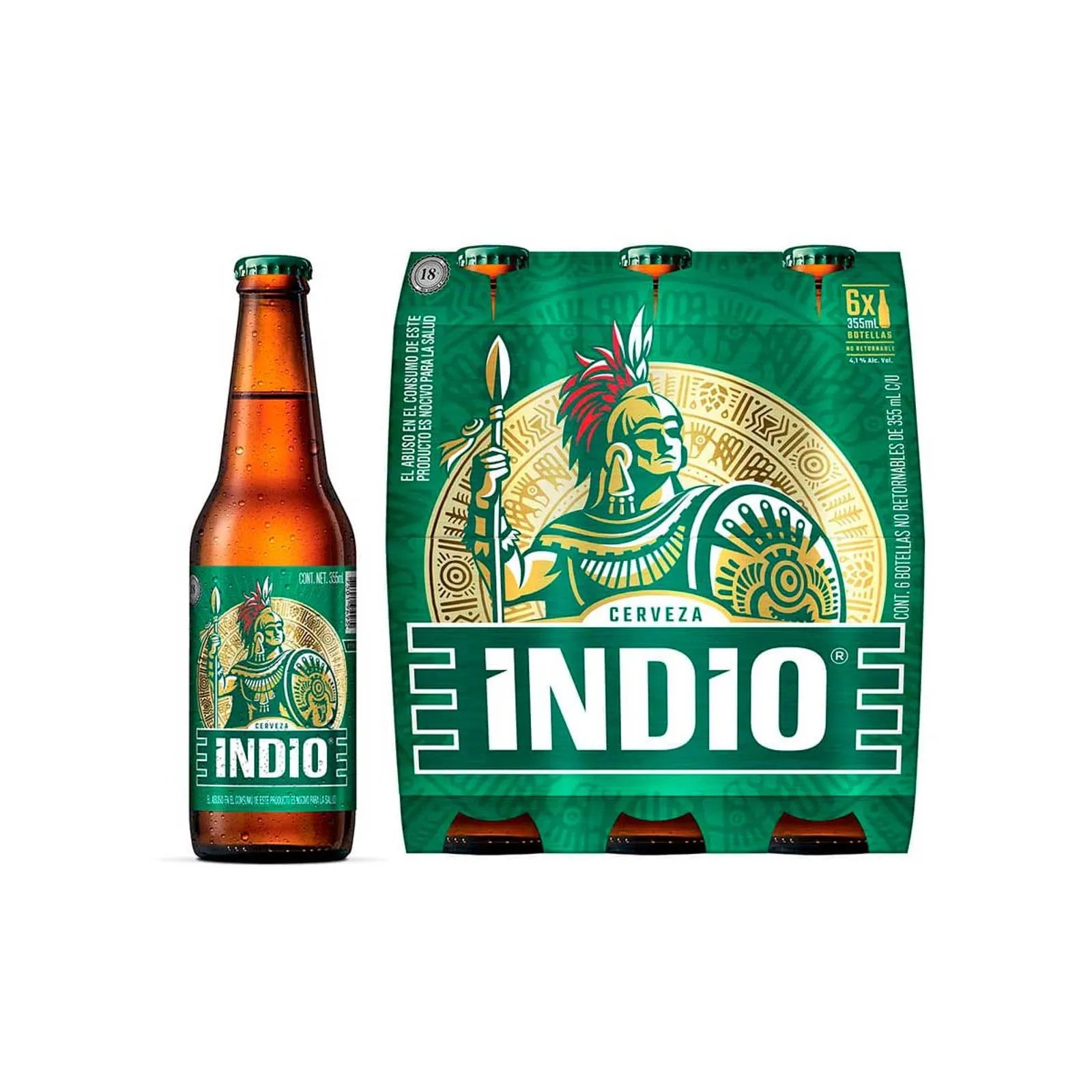 Cerveza Oscura Indio 6 Pack Botellas 355 ml