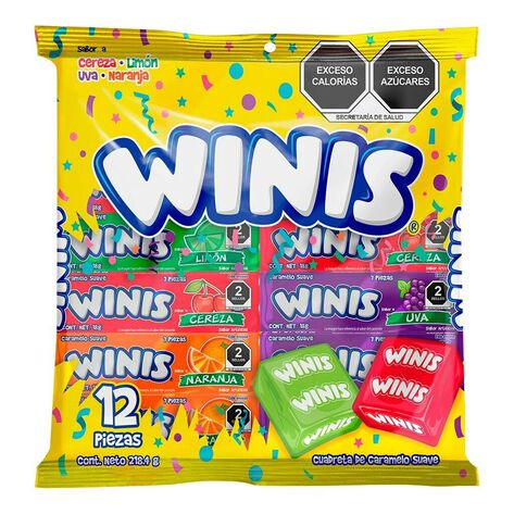 Caramelo Suave Winis Sabores Surtidos 12 pz 218.4 gr