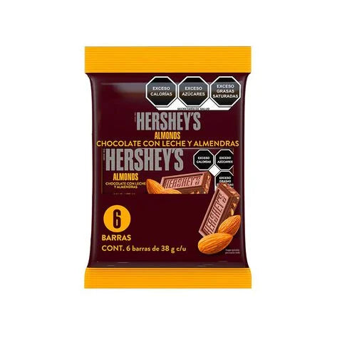 Chocolate con Almendra 6 barras Hershey's 228 gr