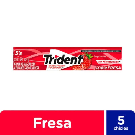 Chicle Trident Fresa 5 pz T.A. 13.5 gr