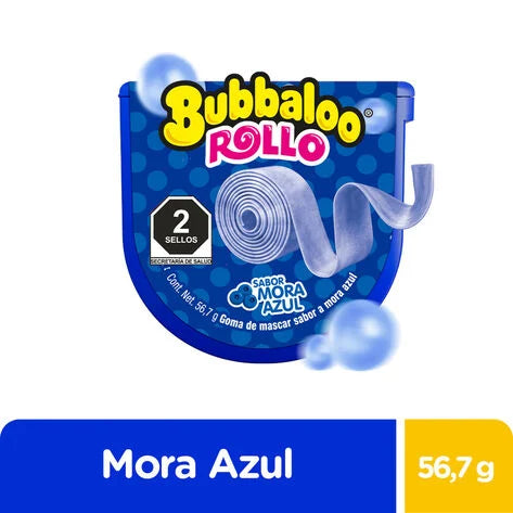 Chicle Bubbaloo Rollo Mora Azul 56.7 gr
