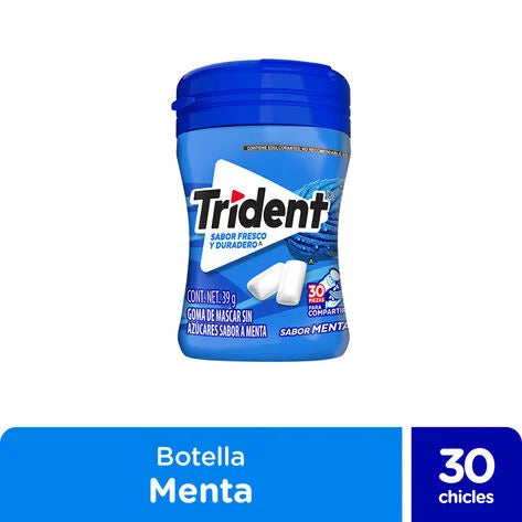 Chicles de Menta Trident en Bote con 30 piezas 39 gr