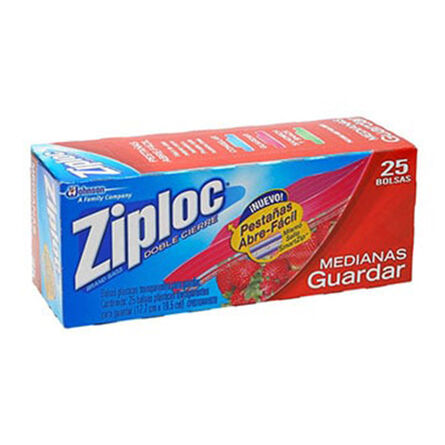 Bolsas Herméticas Medianas Ziploc Doble Cierre 25 pz