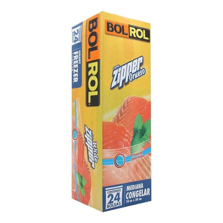 Bolsa Para Congelar Alimentos Con Zipper Grueso Bol Rol 18cm X 20cm Caja con 24 pz
