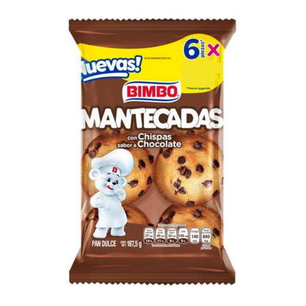 Pan Dulce Mantecada Bimbo con chispas de chocolate 6 pz