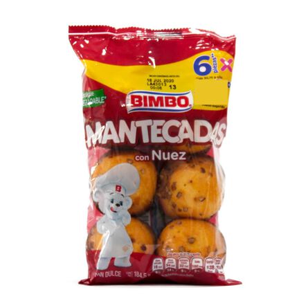 Pan Dulce Mantecadas Bimbo con Nuez 6 pz