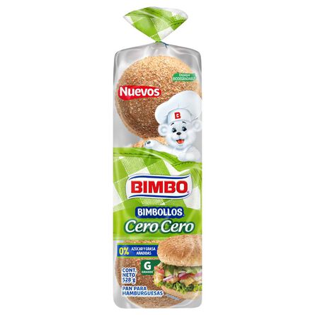 Pan para Hamburguesa Bimbo Cero Cero 6 piezas 528 gr