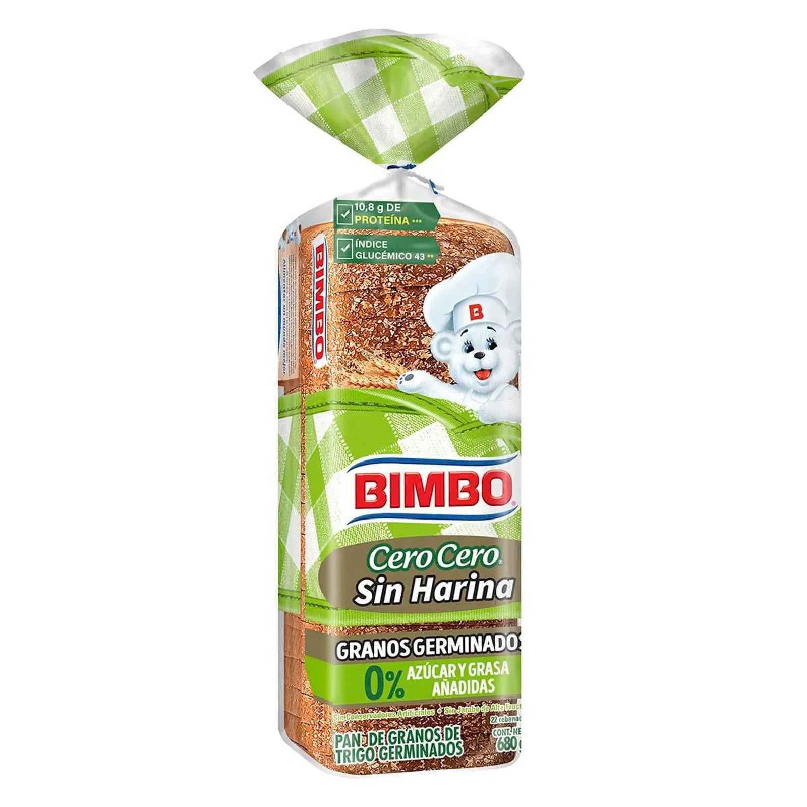 Pan en Barra Cero Cero Sin Harina Bimbo Grande 680 gr
