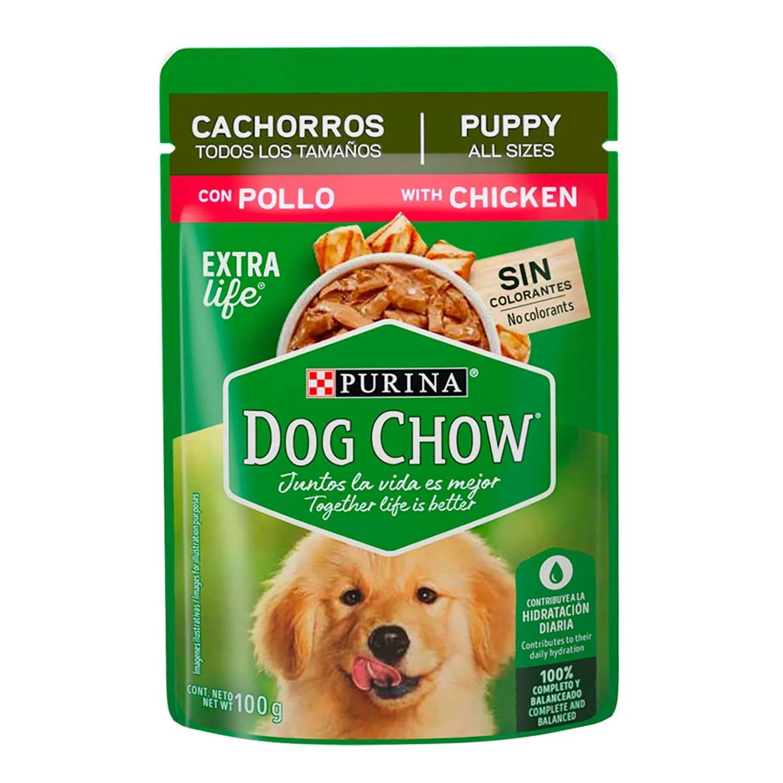 Dog chow cachorros todos los tamaños con pollo 100gr