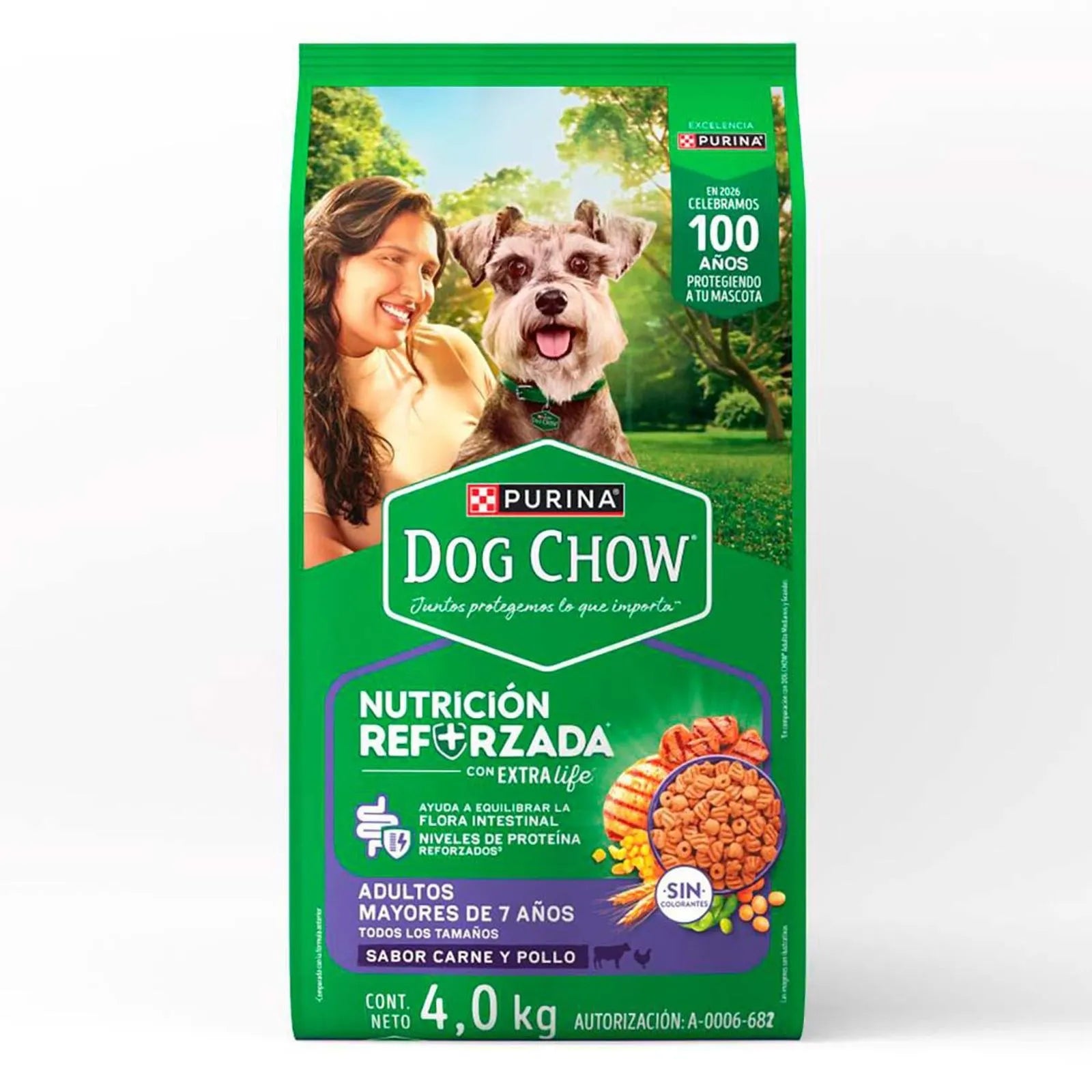 Dog chow nutrición reforzada adultos mayores de 7 años todos los tamaños 4kg