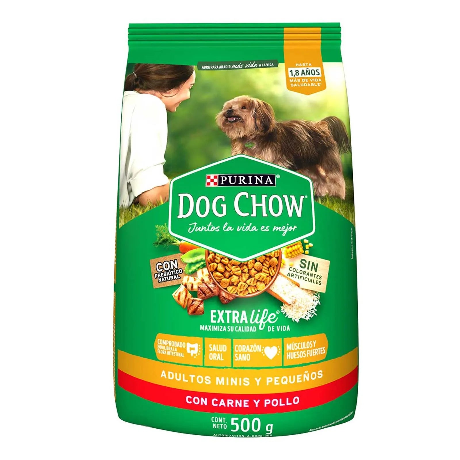 Dog chow nutrición reforzada adultos minis y pequeños 500gr