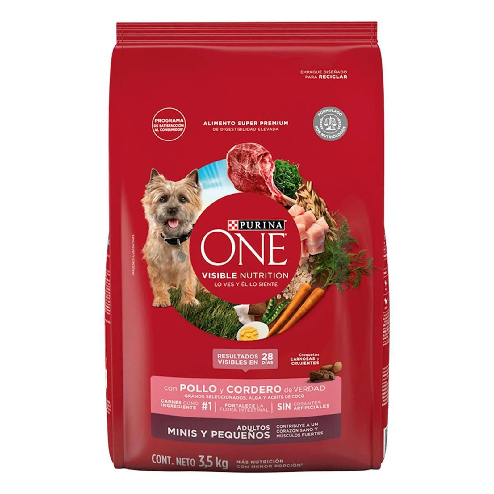 Purina one razas pequeñas y minis adultos con pollo y cordero 3.5kg