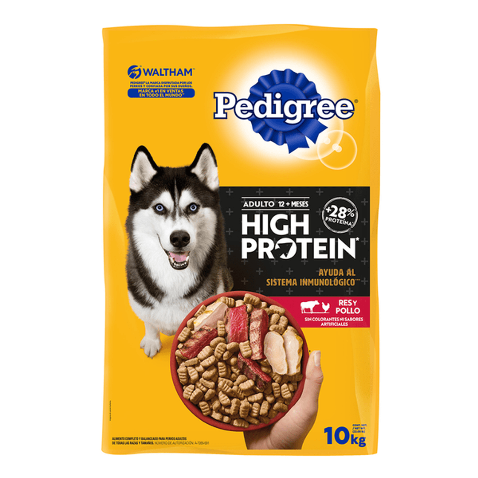 Pedigree high protein croquetas adulto con res y pollo. 10kg