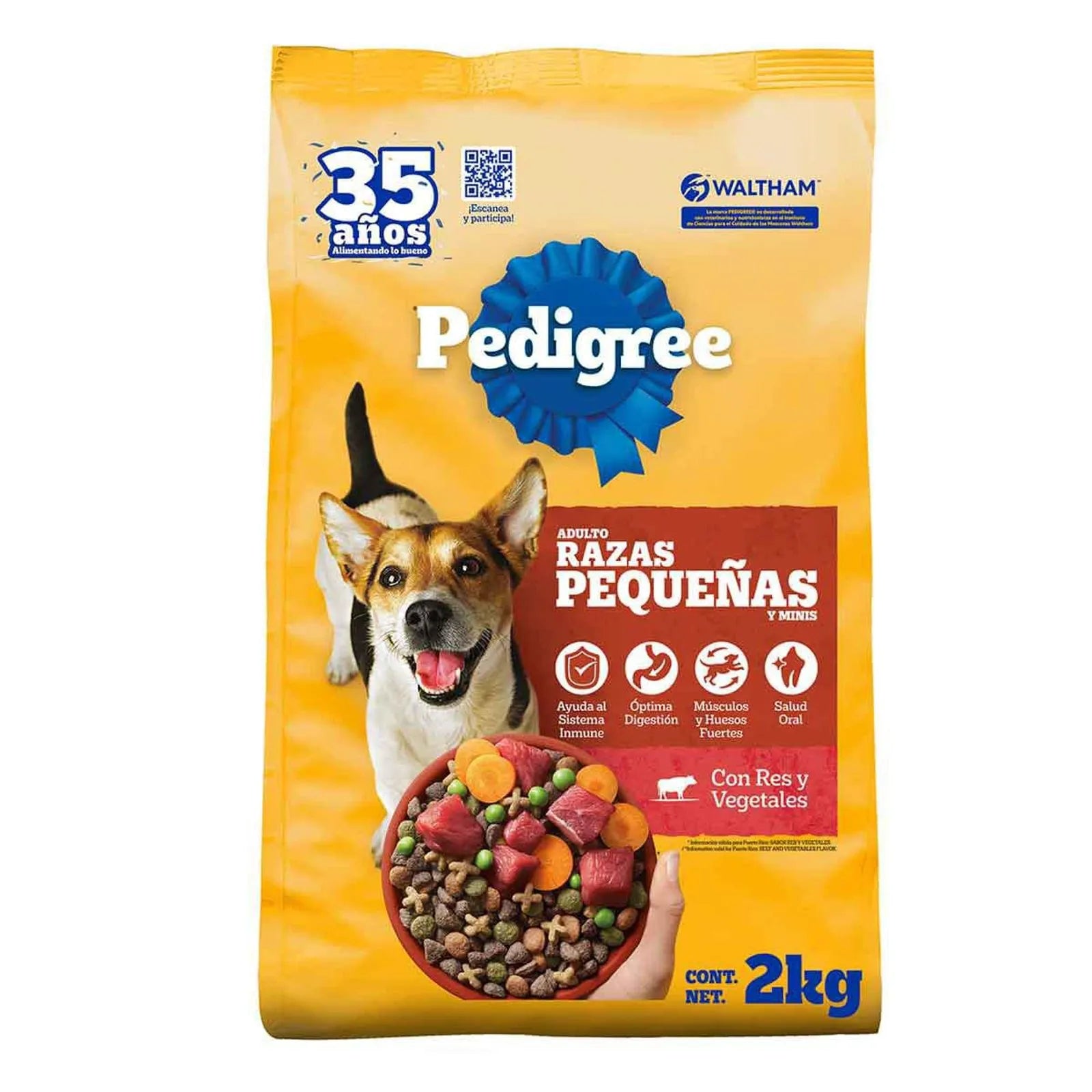 Pedigree croquetas adulto razas pequeñas con res y vegetales. 2kg