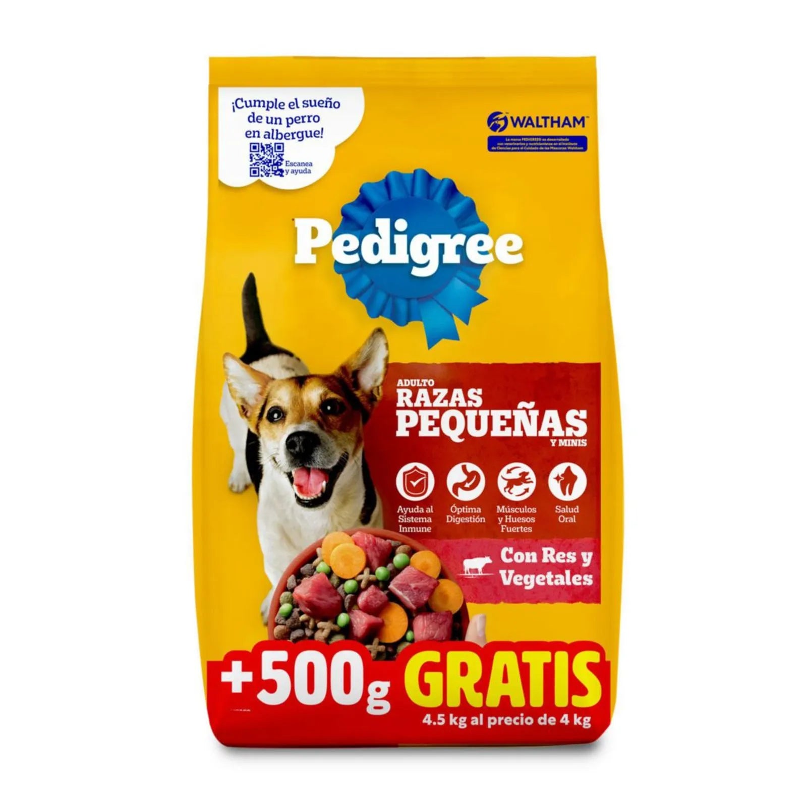 Pedigree croquetas adulto razas pequeñas con res y vegetales. 4kg