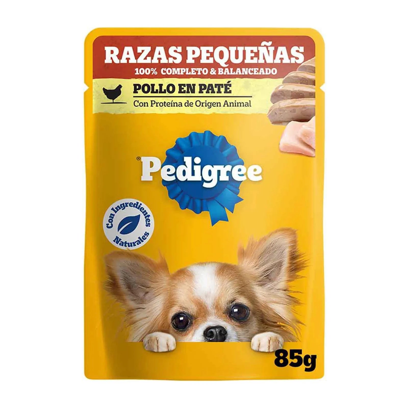 Pedigree sobres adulto razas pequeñas en pate con pollo 85gr