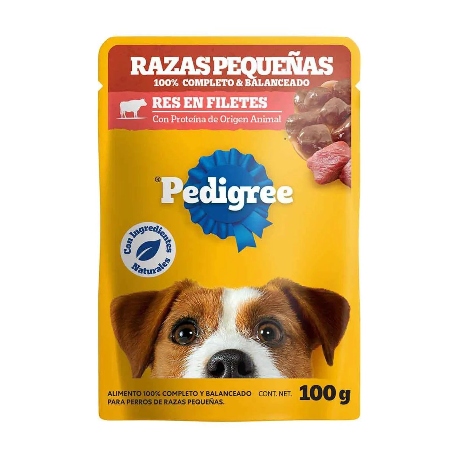 Pedigree sobres adulto razas pequeñas en filetes con res 100gr