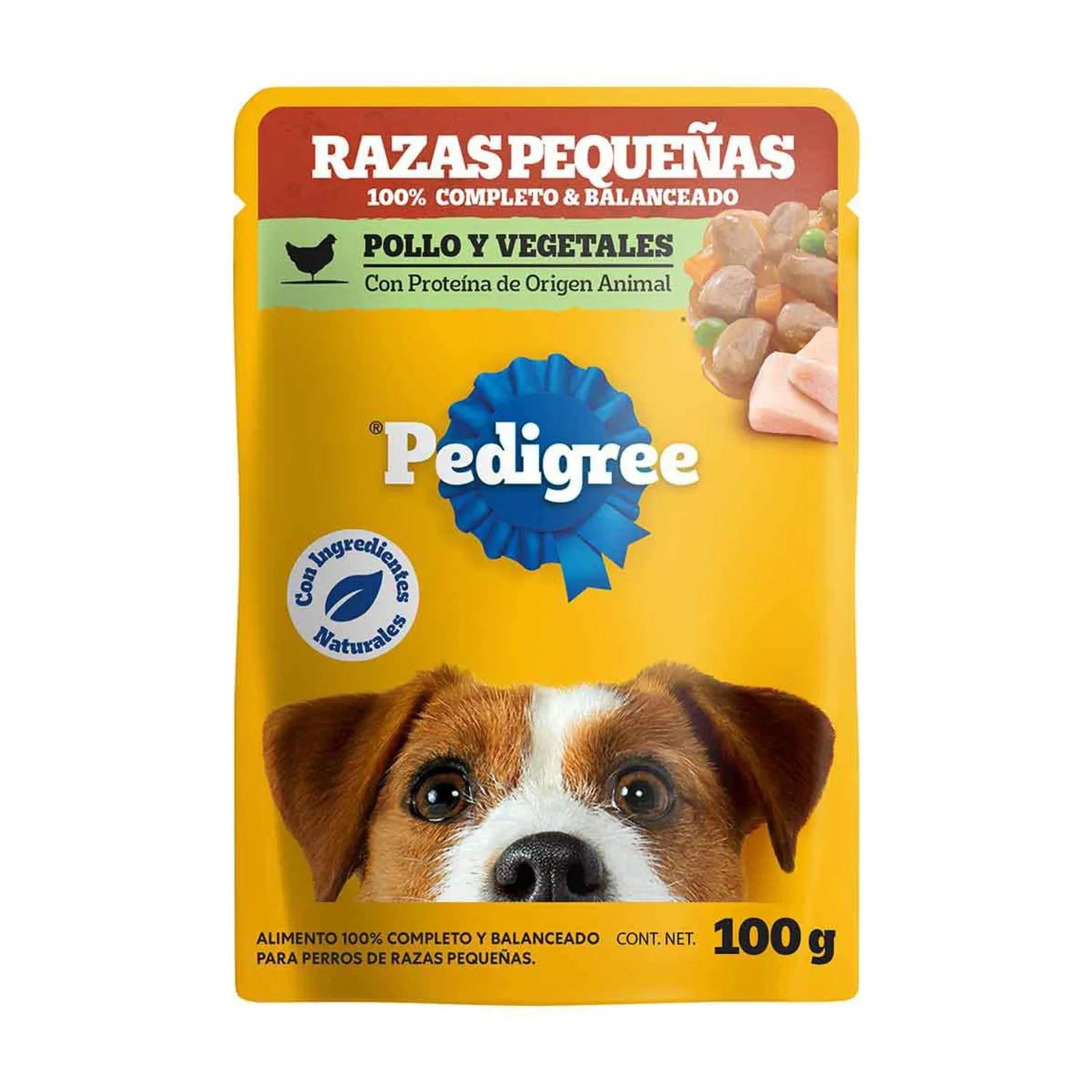 Pedigree sobres adulto razas pequeñas en filetes con pollo y vegetales 100gr