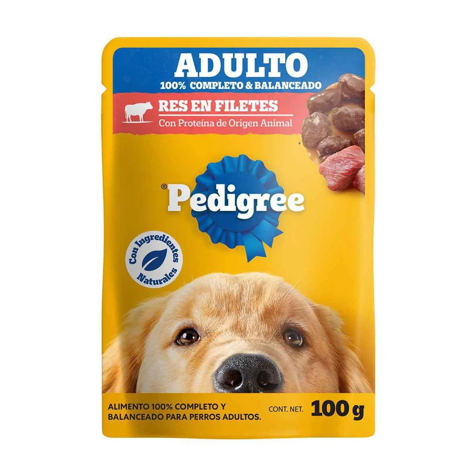 Pedigree sobres adulto en filetes con res 100gr