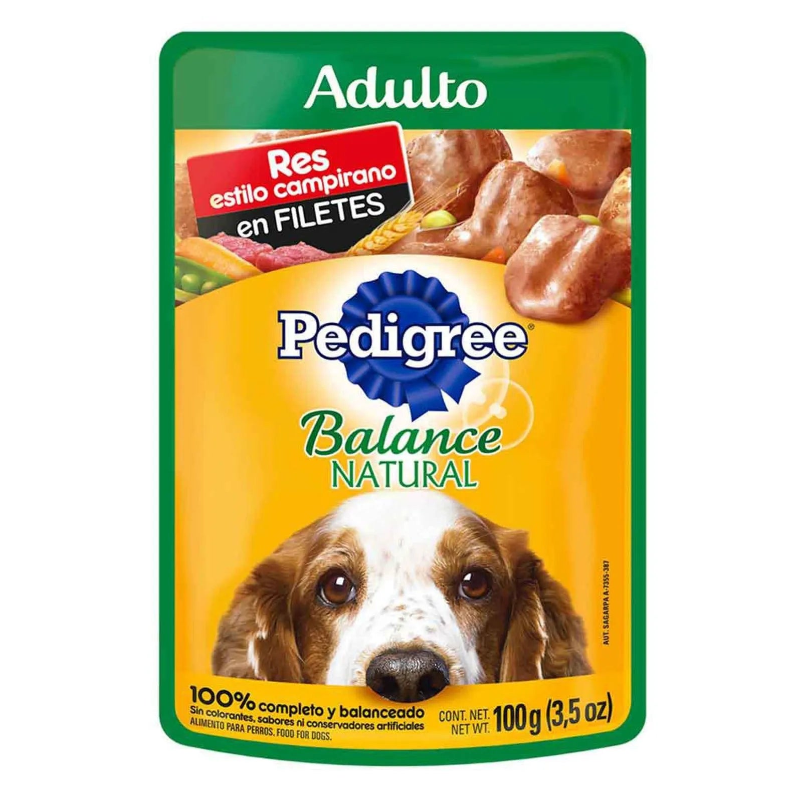 Pedigree balance natural sobres adulto en filetes con res y vegetales 100gr