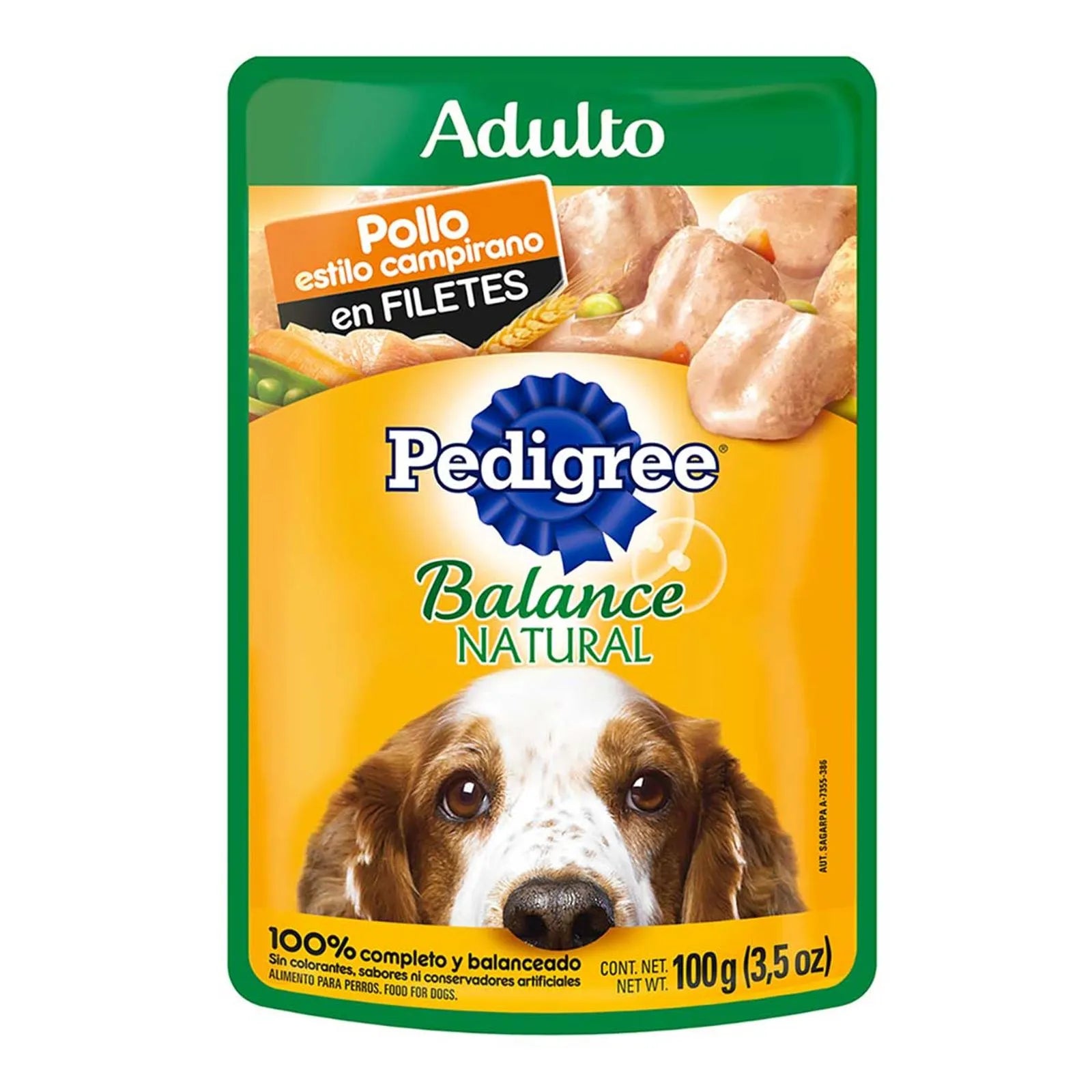 Pedigree balance natural sobres adulto en filetes con pollo y vegetales 100gr