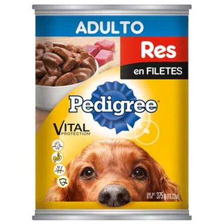 Pedigree lata adulto en filetes con res 375gr