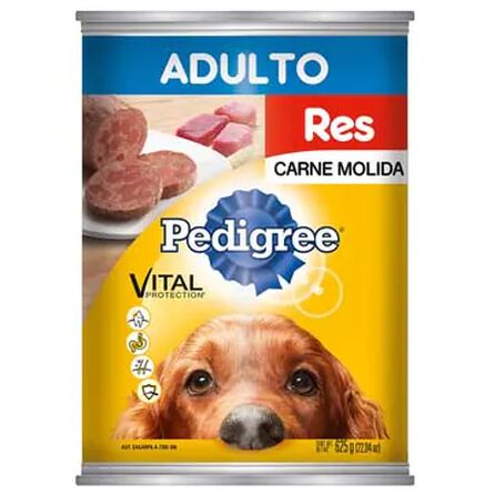 Pedigree lata adulto en carne molida con res 625g