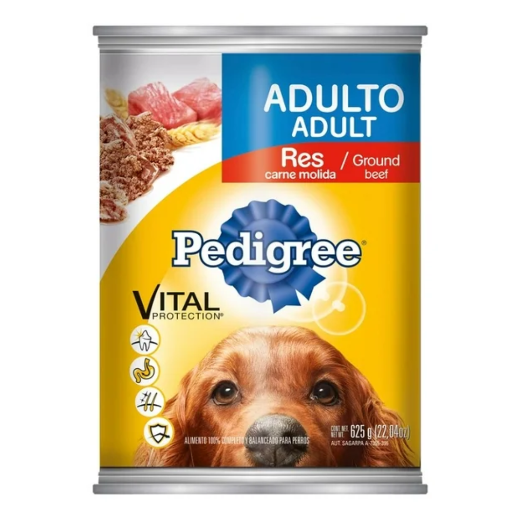 Pedigree lata adulto en filetes con res 625gr
