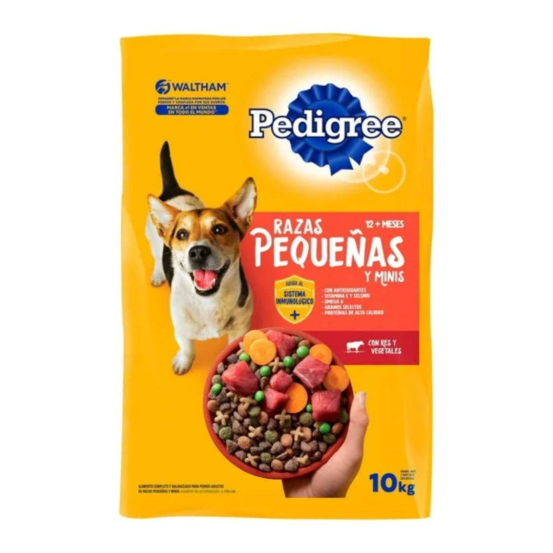 Pedigree croquetas adulto razas pequeñas con res y vegetales. 10kg